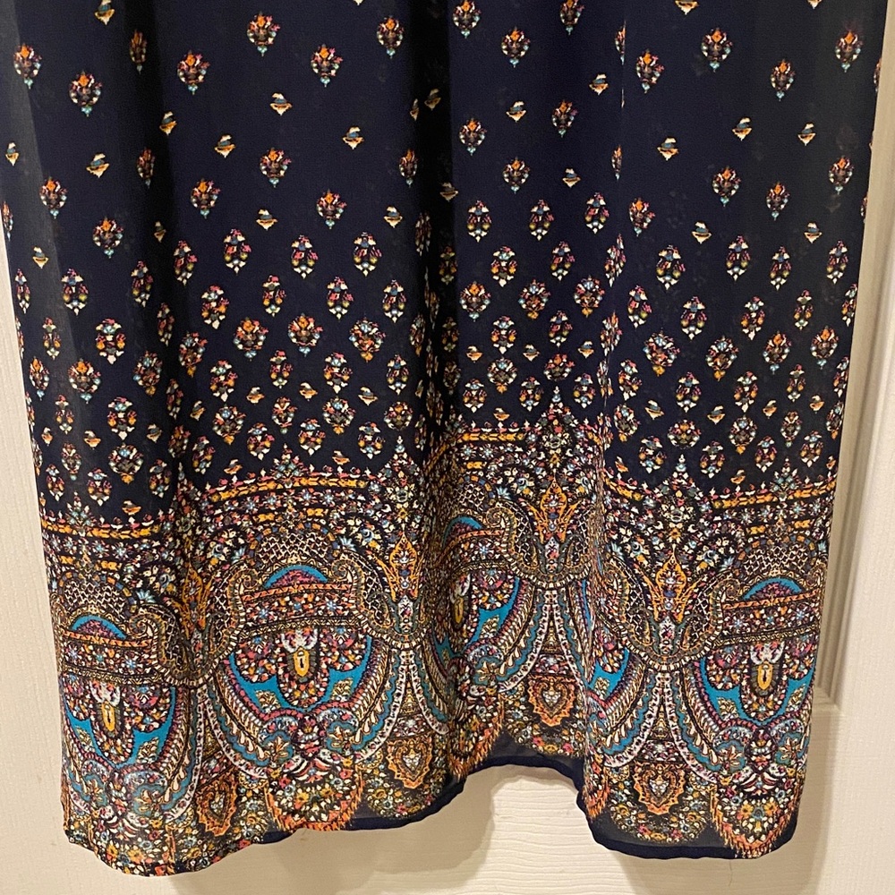 Maxi Dress Dark Blue with floral Accents - Picture 2 of 7